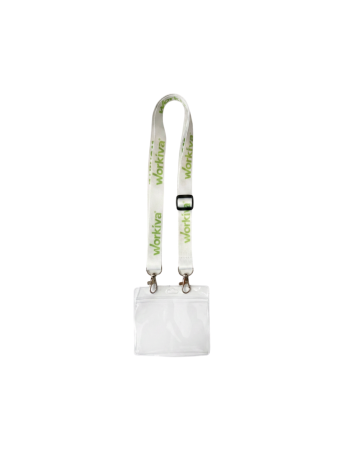 White and Green Lanyard with Badge Holder
